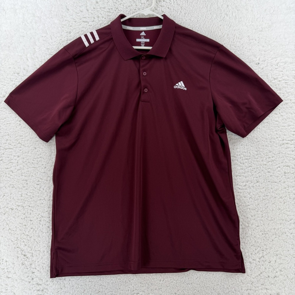 Adidas Golf Polo Shirt Mens XL Red Solid 100% Polyester Golf Performance Top